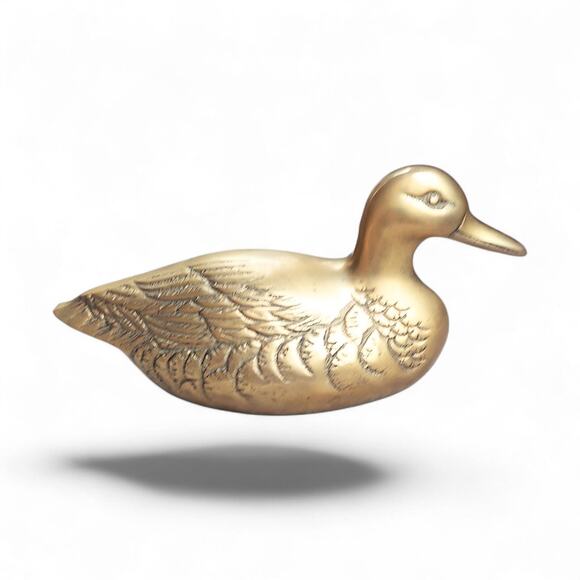Vintage Solid Brass Duck Decoy Figurine Natural Patina Great Condition - Picture 1 of 6
